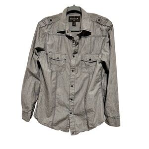 HELIX Modern Fit Snap Up Grey Long Sleeve Casual Shirt Men's Size Medium